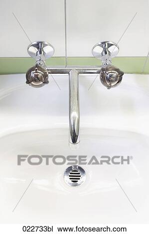 Stock Image - water-tap and sink. Fotosearch