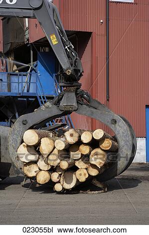 crane grabbing pile of wooden logs View Large Photo Image Stock Image - crane grabbing pile of wooden logs. Fotosearch