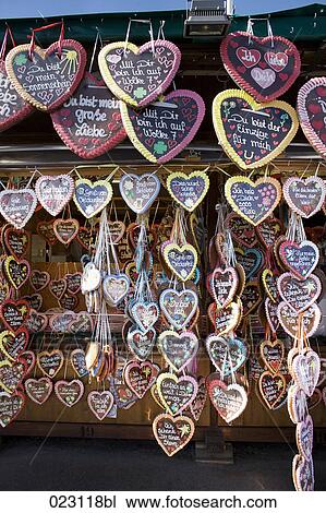 gingerbreads in shape of heart at the munich oktoberfest View Large Photo Image Stock Image - gingerbreads in shape of heart at the munich oktoberfest. Fotosearch