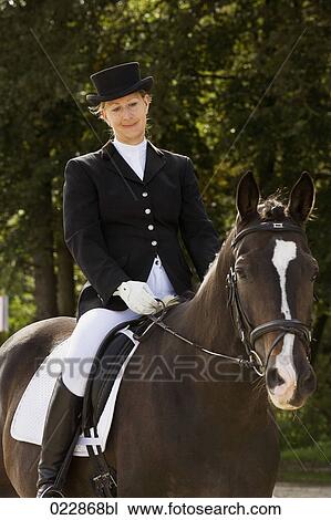 portrait of female dressage rider on horse View Large Photo Image Stock Image - portrait of female dressage rider on horse. Fotosearch