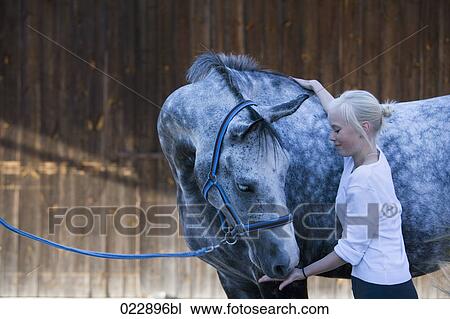 portrait of young girl holding white horse View Large Photo Image Stock Image - portrait of young girl holding white horse. Fotosearch