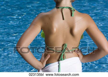 rear view of young girl in swimwear View Large Photo Image Stock Image - rear view of young girl in swimwear. Fotosearch