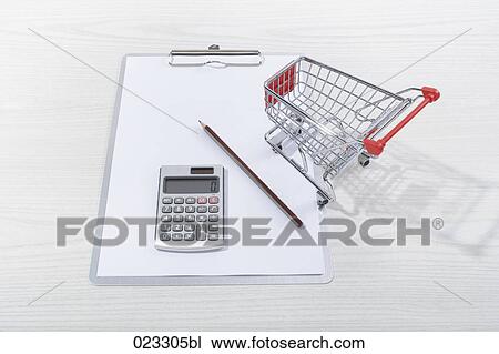 still life of clipboard calculator and shopping trolley View Large Photo Image Stock Image - still life of clipboard calculator and shopping trolley. Fotosearch
