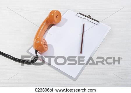 still life of telephone clipboard and pencil View Large Photo Image Stock Image - still life of telephone clipboard and pencil. Fotosearch
