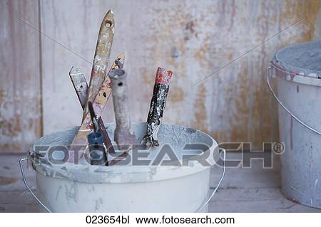 different paint brushes in bucket View Large Photo Image Stock Image - different paint brushes in bucket. Fotosearch