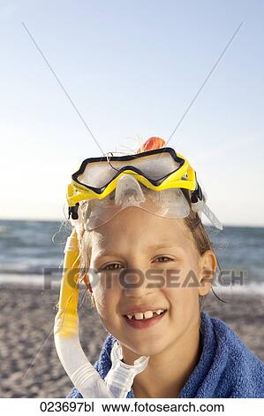portrait of young girl with diving goggles View Large Photo Image Stock Image - portrait of young girl with diving goggles. Fotosearch