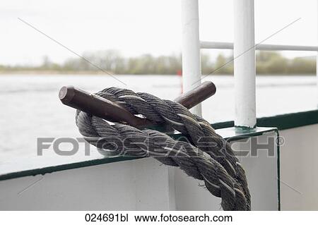 Stock Image - close-up of rope on ship. Fotosearch