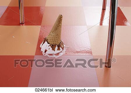 ice cream cone fallen on floor View Large Photo Image Stock Image - ice cream cone fallen on floor. Fotosearch