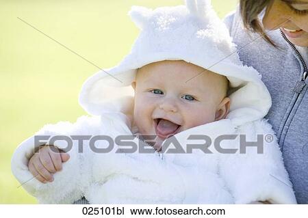 Stock Image - portrait of baby with mother. Fotosearch