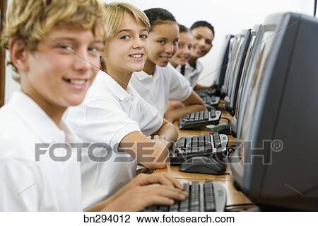 Students in computer lab Stock Image | bn294012 | Fotosearch