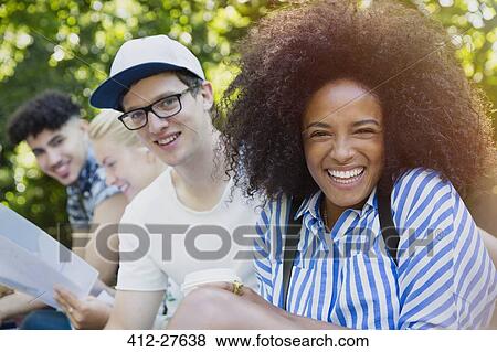 Portrait enthusiastic friends outside View Large Photo Image Stock Photo - Portrait enthusiastic friends outside. Fotosearch