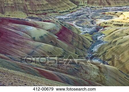 Aerial view of Painted Hills in Oregon View Large Photo Image Stock Photo - Aerial view of Painted Hills in Oregon. Fotosearch