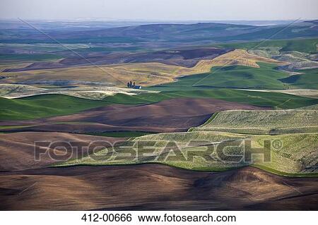 Aerial view of rolling landscape View Large Photo Image Stock Photograph - Aerial view of rolling landscape. Fotosearch