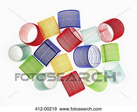 Close up of multicolor hair curlers View Large Photo Image Stock Photo - Close up of multicolor hair curlers. Fotosearch