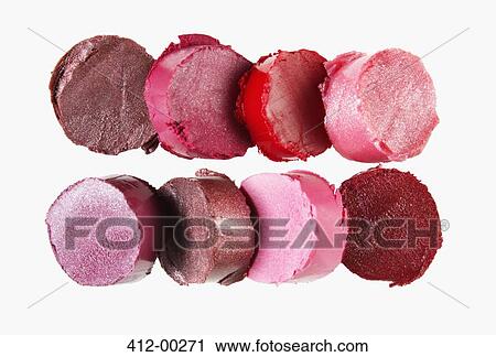 Stock Image - Close up of multicolor lipstick pieces. Fotosearch