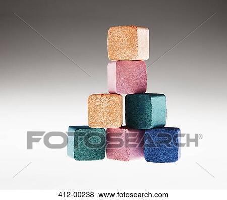 Close up of stacked cubes of multicolor eyeshadow View Large Photo Image Stock Photo - Close up of stacked cubes of multicolor eyeshadow. Fotosearch