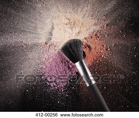 Makeup brush over multicolor blush splatter View Large Photo Image Stock Photograph - Makeup brush over multicolor blush splatter. Fotosearch