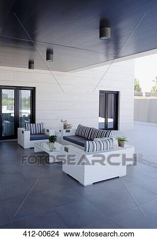 Sofa and chairs on luxury patio View Large Photo Image Picture - Sofa and chairs on luxury patio. Fotosearch