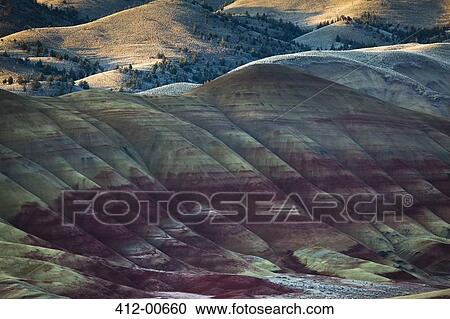 Stock Image - View of Painted Hills in Oregon. Fotosearch