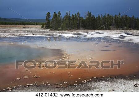 Rock formations and colorful pool View Large Photo Image Stock Image - Rock formations and colorful pool. Fotosearch