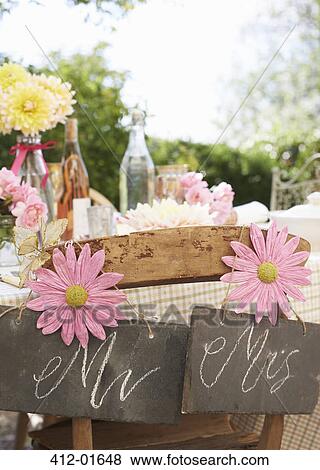 Table set for wedding reception outdoors View Large Photo Image Stock Photo - Table set for wedding reception outdoors. Fotosearch