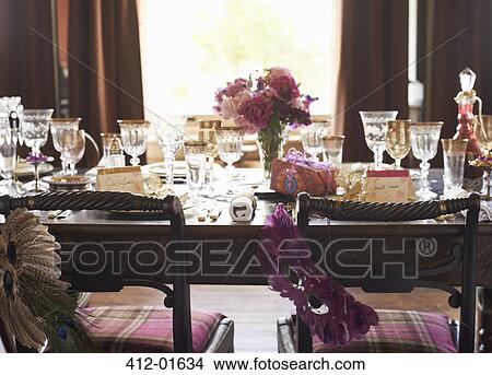 Table set for wedding reception View Large Photo Image Picture - Table set for wedding reception. Fotosearch