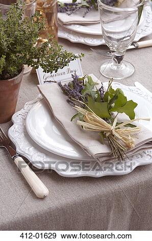 Table setting for wedding reception View Large Photo Image Stock Photo - Table setting for wedding reception. Fotosearch
