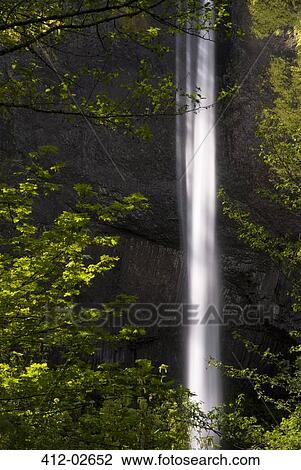 Waterfall in green rural landscape View Large Photo Image Stock Image - Waterfall in green rural landscape. Fotosearch