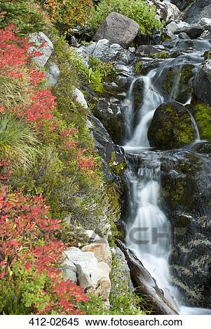 Waterfall rushing over rocky hillside View Large Photo Image Stock Photography - Waterfall rushing over rocky hillside. Fotosearch