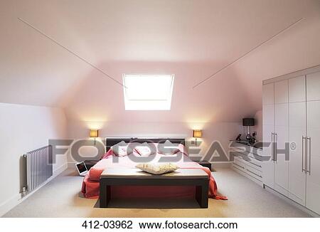 Bed and window in modern bedroom View Large Photo Image Stock Image - Bed and window in modern bedroom. Fotosearch