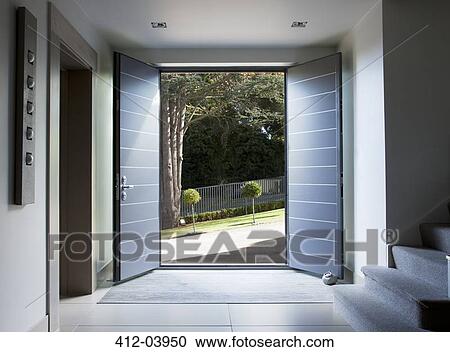 Front doors and walkway of modern home View Large Photo Image Stock Image - Front doors and walkway of modern home. Fotosearch