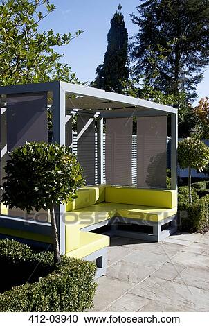 Sofa And Gazebo In Modern Backyard Stock Image 412 03940