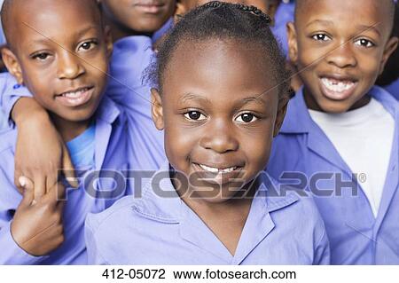 Stock Image - Students smiling together. Fotosearch