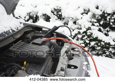 Wires on car battery in snow View Large Photo Image Stock Photography - Wires on car battery in snow. Fotosearch