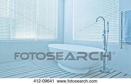 Stock Image - Bathtub in modern bathroom. Fotosearch