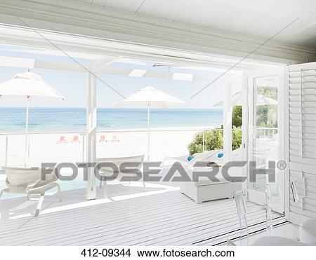 Patio overlooking beach and ocean View Large Photo Image Picture - Patio overlooking beach and ocean. Fotosearch