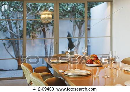 Place settings on dining table View Large Photo Image Stock Image - Place settings on dining table. Fotosearch
