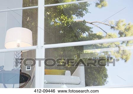 Reflection of trees on window View Large Photo Image Stock Photograph - Reflection of trees on window. Fotosearch