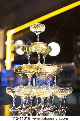 Close up of champagne pyramid View Large Photo Image Stock Photo - Close up of champagne pyramid. Fotosearch