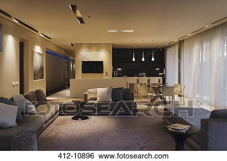 Stock Photograph - Modern open floor plan. Fotosearch