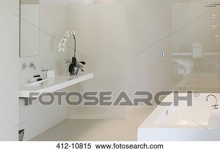 Orchid, sink and bathtub in modern bathroom View Large Photo Image Stock Photography - Orchid, sink and bathtub in modern bathroom. Fotosearch