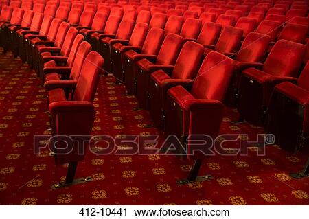 Seats in empty theater auditorium View Large Photo Image Stock Image - Seats in empty theater auditorium. Fotosearch