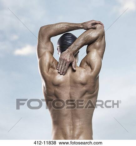 Swimmer stretching outdoors View Large Photo Image Stock Photo - Swimmer stretching outdoors. Fotosearch