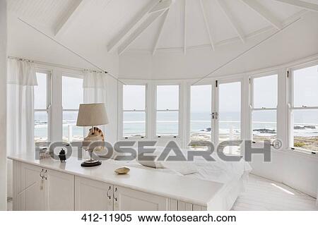White bedroom overlooking ocean View Large Photo Image Stock Photography - White bedroom overlooking ocean. Fotosearch