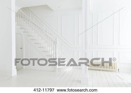 White staircase and walls in ornate house View Large Photo Image Stock Photo - White staircase and walls in ornate house. Fotosearch