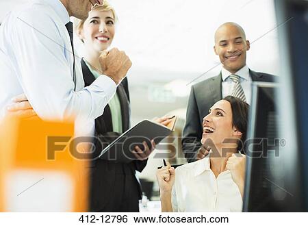 Business people talking in office View Large Photo Image Stock Photograph - Business people talking in office. Fotosearch