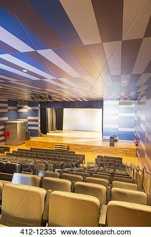 Seats and stage in empty auditorium View Large Photo Image Stock Photography - Seats and stage in empty auditorium. Fotosearch