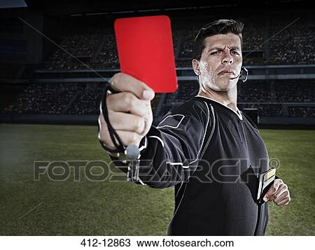Referee flashing red card on soccer field View Large Photo Image Stock Image - Referee flashing red card on soccer field. Fotosearch