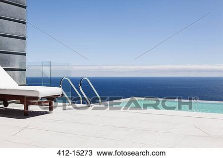 Stock Image - Infinity pool overlooking ocean. Fotosearch