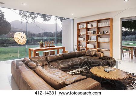 Leather sofas in luxury living room View Large Photo Image Stock Image - Leather sofas in luxury living room. Fotosearch